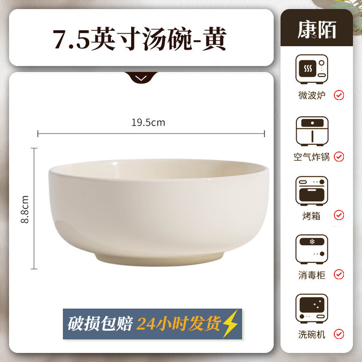 KANGMO Cream Style Ceramic Rice Bowl Set New - Noodle Bowls & Plates Set