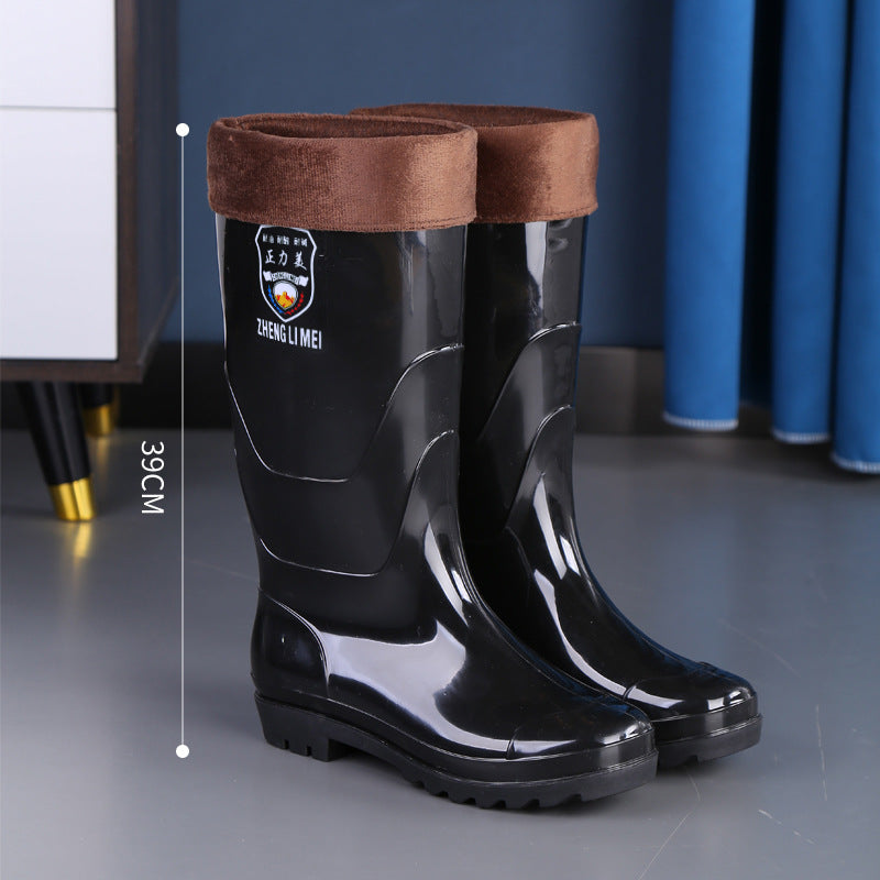 Men's Waterproof Anti-Slip Rain Boots – Thickened Fleece-Lined Work Safety Boots