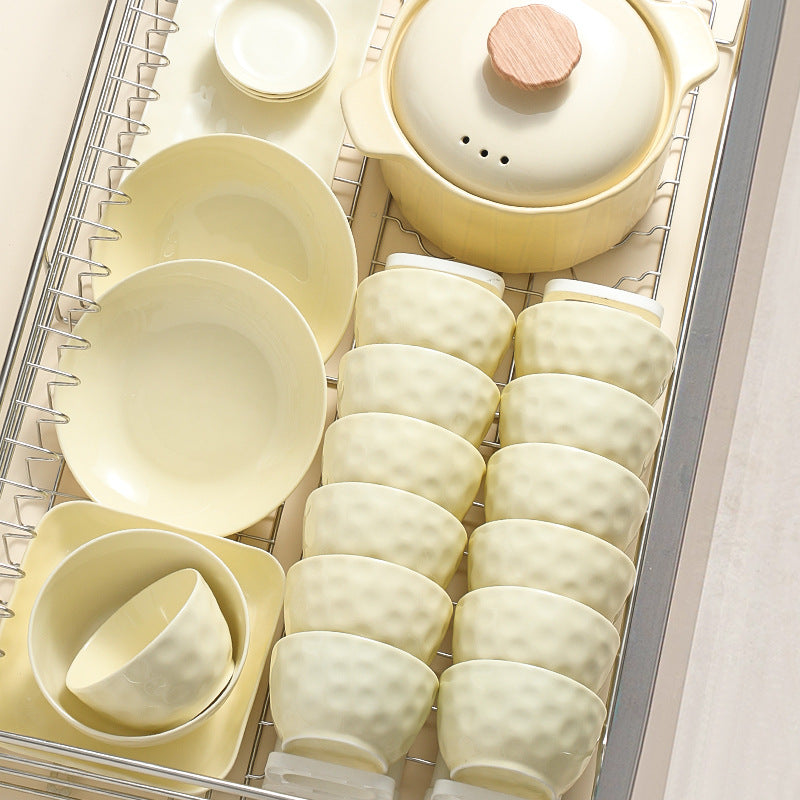 釉下彩碗碟套装家用高颜值碗盘碗具高级感奶油风餐具套装乔迁礼品