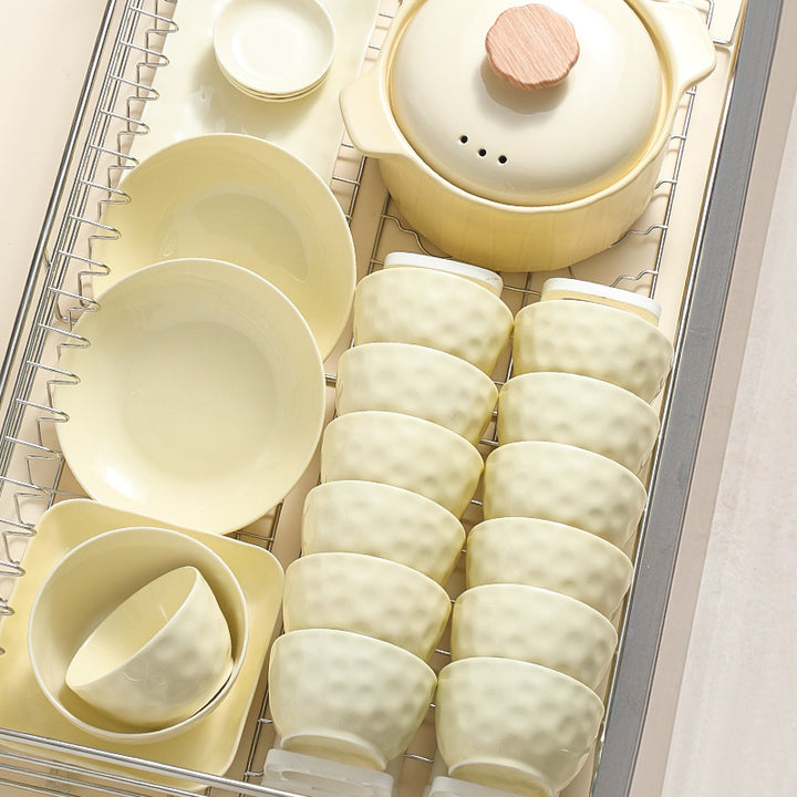 釉下彩碗碟套装家用高颜值碗盘碗具高级感奶油风餐具套装乔迁礼品