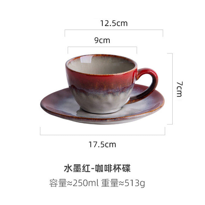 复古陶瓷咖啡杯碟套装杯子ml高档精致布拿铁日系拉花咖啡杯