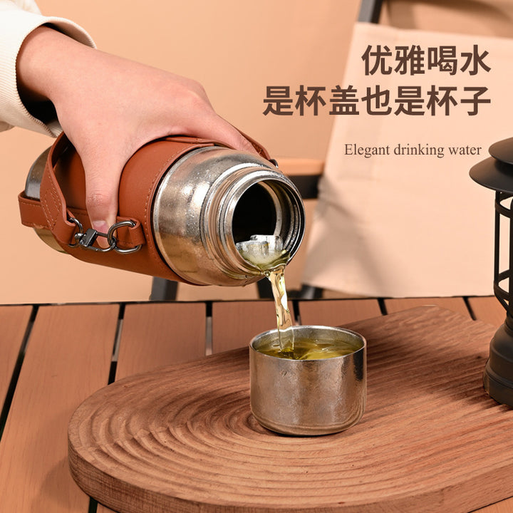 爆款内外纯钛保温杯男女大容量双层钛杯泡茶水杯子便携水壶焖茶杯