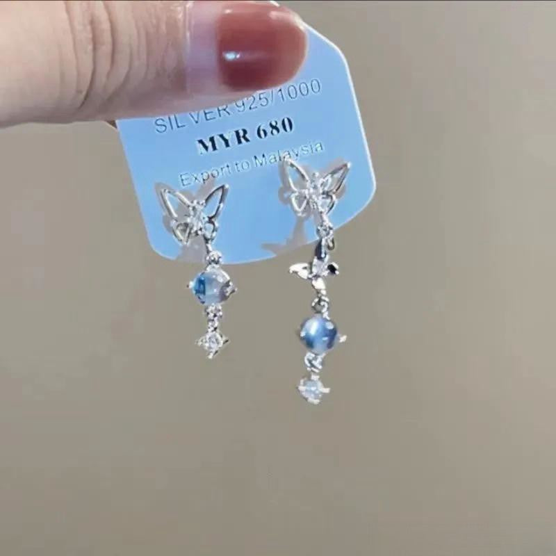 蓝色系套装~海蓝色仿巴洛克珍珠项链女小众百搭颈链小清新锁骨链