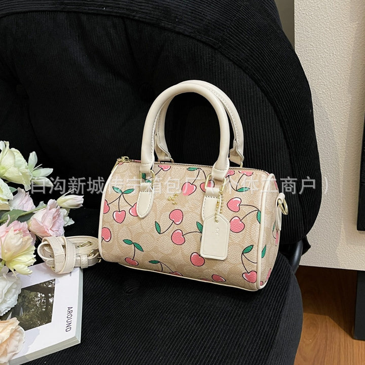 新款寇c家驰复古老花迷你波士顿女包时尚单肩斜挎手提枕头包手拎