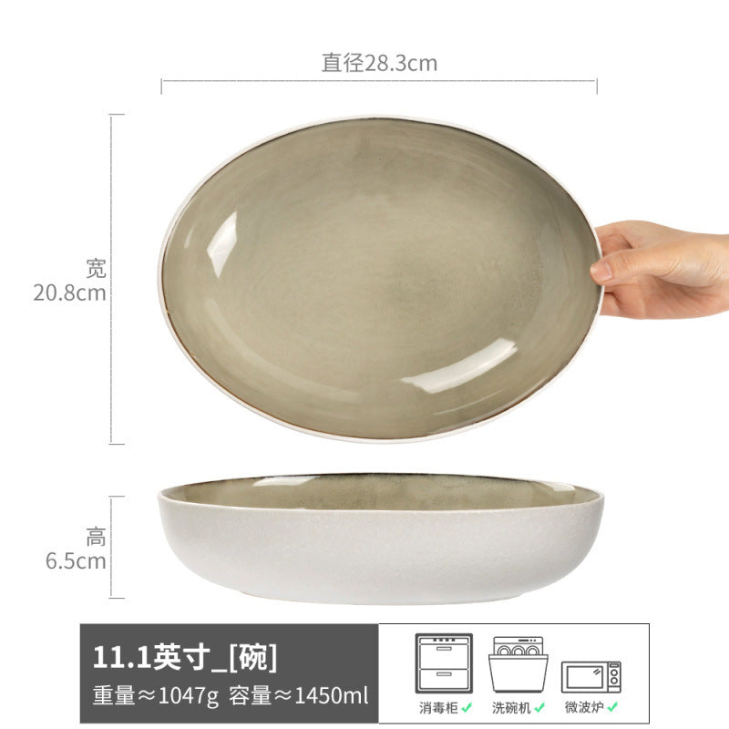 碗合集复古纯色陶瓷汤碗面碗圆形水果沙拉碗家用餐具批发复古菜碗
