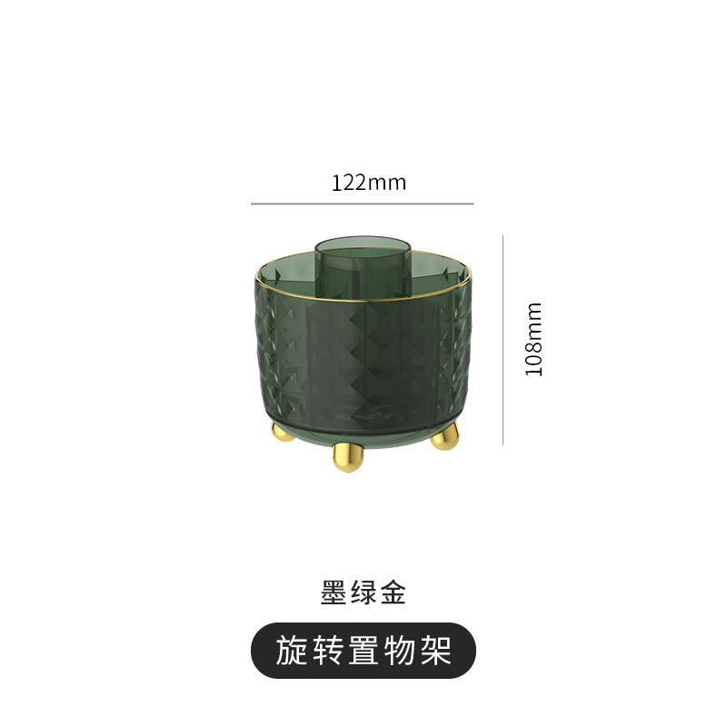 化妆品收纳盒高级感轻奢桌面化妆刷收纳可旋转梳妆台防尘收纳桶