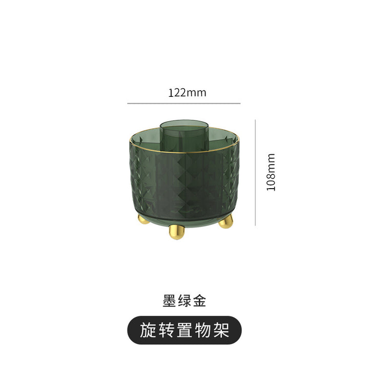 化妆品收纳盒高级感轻奢桌面化妆刷收纳可旋转梳妆台防尘收纳桶