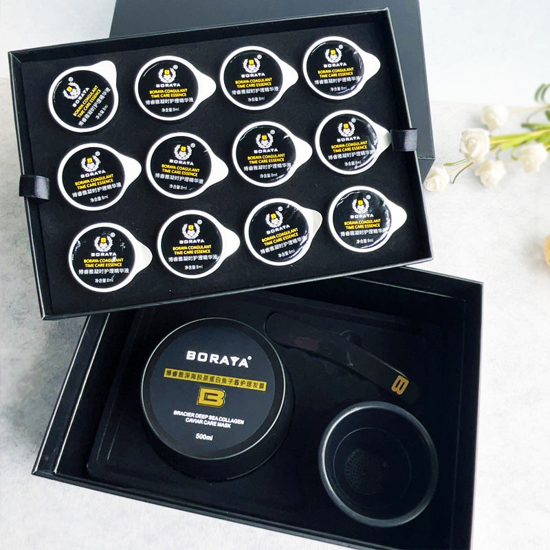 BORAYA Deep Sea Volcanic Mud Collagen Hair Care Set – Caviar Hair Mask & Anti-Aging Serum