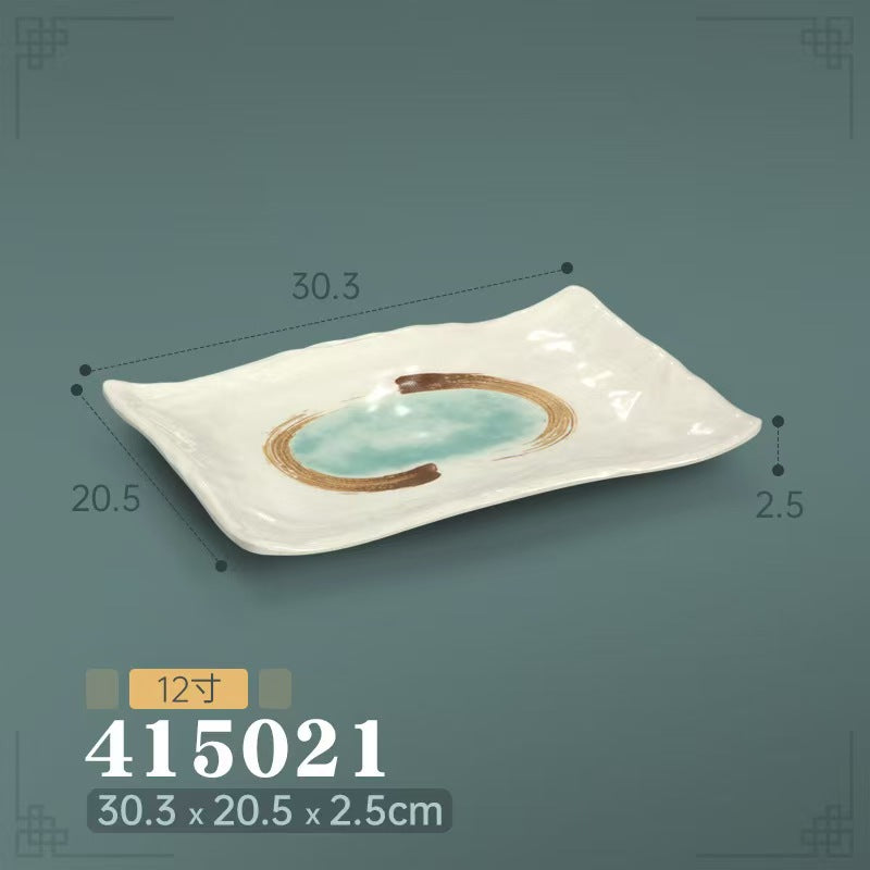 密胺火锅配菜盘牛肉盘仿瓷寿司盘韩式烤肉菜盘宫廷风酒店碗碟套装