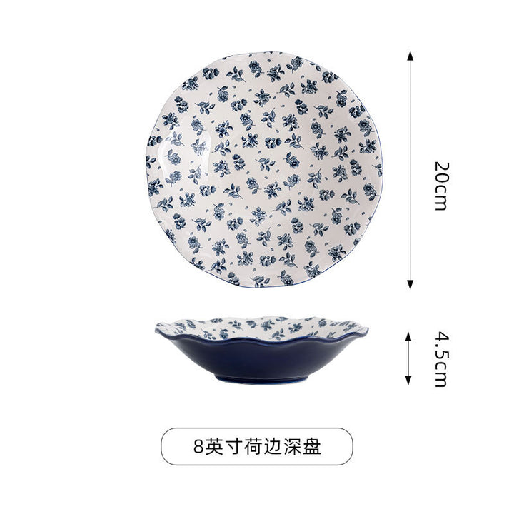 复古蓝花系列餐具陶瓷家用釉下彩高级感复古圆盘家用碗碟盘套装