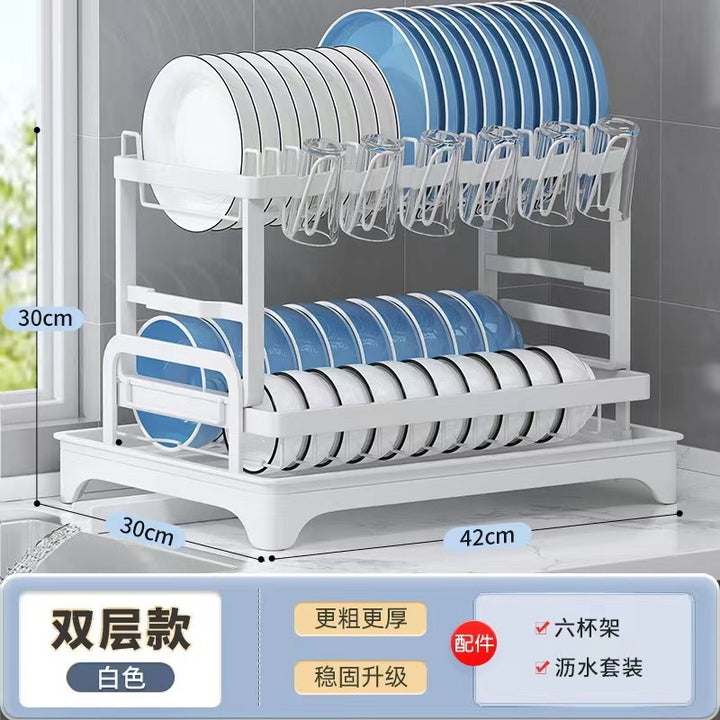 厨房置物架沥水碗架家用台面双层多功能碗盘筷刀具砧板杯架收纳架