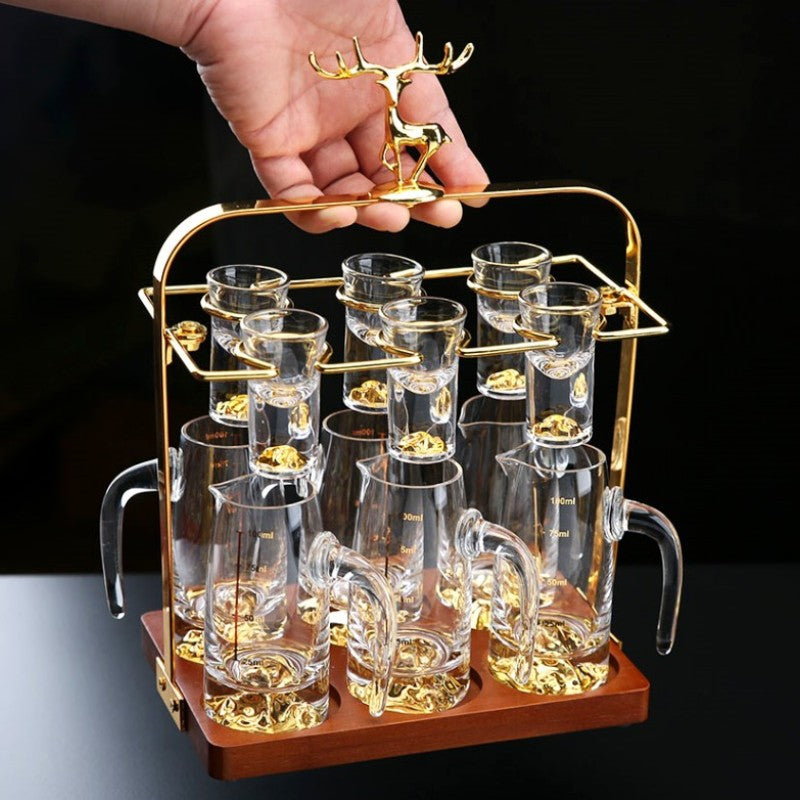 Wooden Baijiu Wine Cup Rack – Premium Home Bar Liquor Dispenser Stand