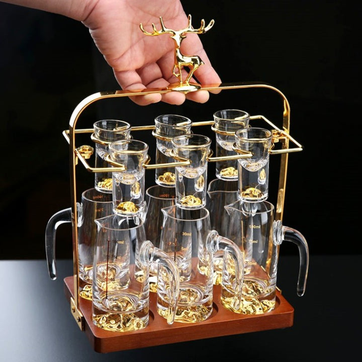 Wooden Baijiu Wine Cup Rack – Premium Home Bar Liquor Dispenser Stand