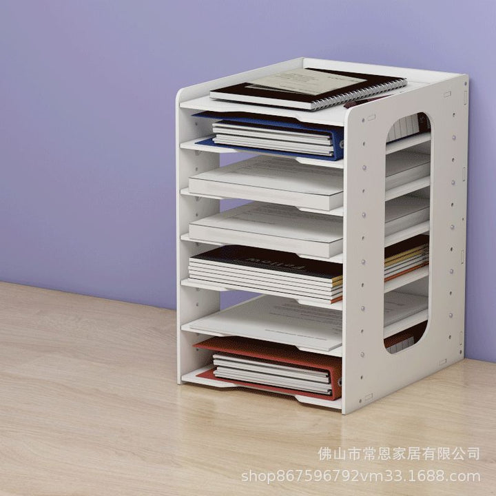 Multi-Layer File Organizer Rack – Desktop Document Sorter for Office Supplies