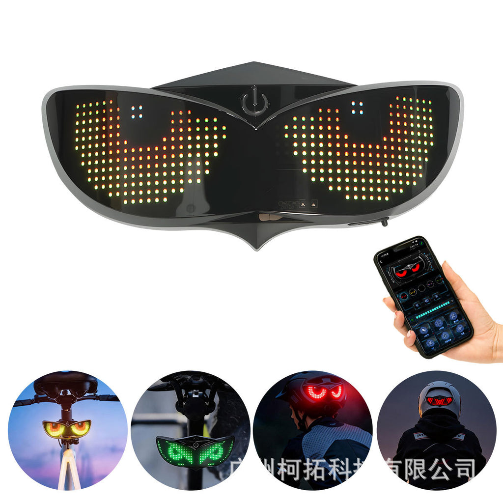 跨境摩托车自行车头盔LED恶魔之眼警示灯夜骑恶魔之眼装饰氛围灯
