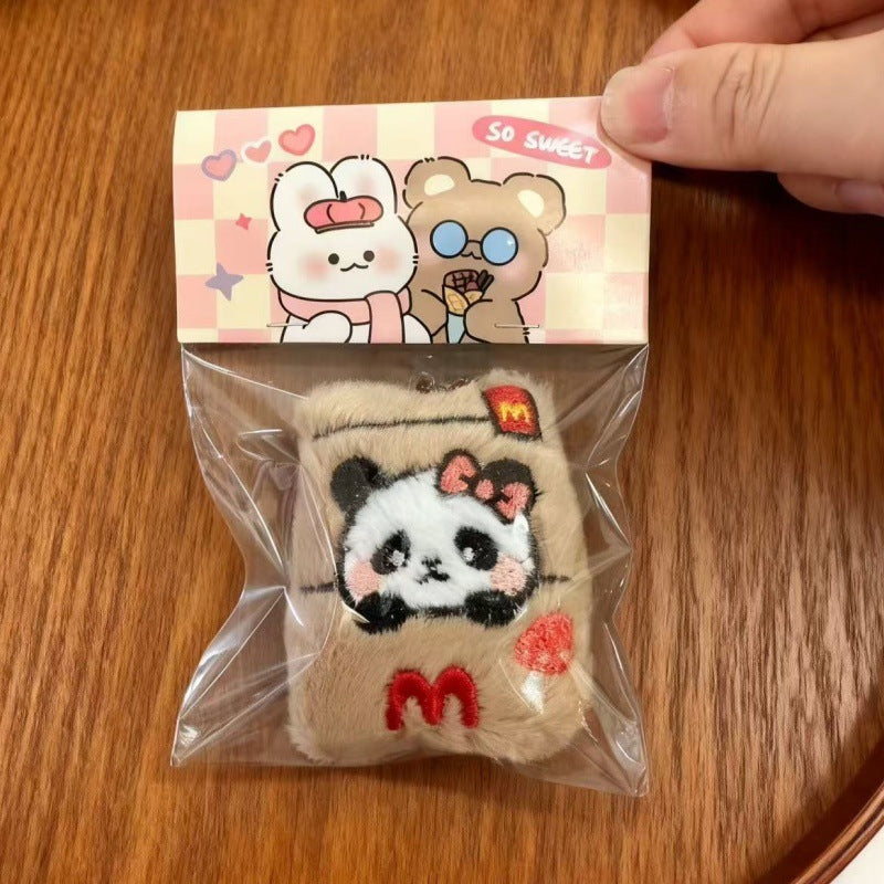 卡通毛绒挂件可爱碱水面包小玩偶包包挂饰钥匙扣服饰配件胸针配饰