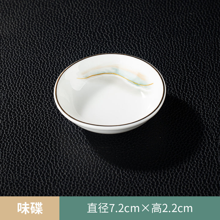 高档酒店摆台骨瓷餐具套装饭店会所私房菜包厢招待金边碗碟四件套