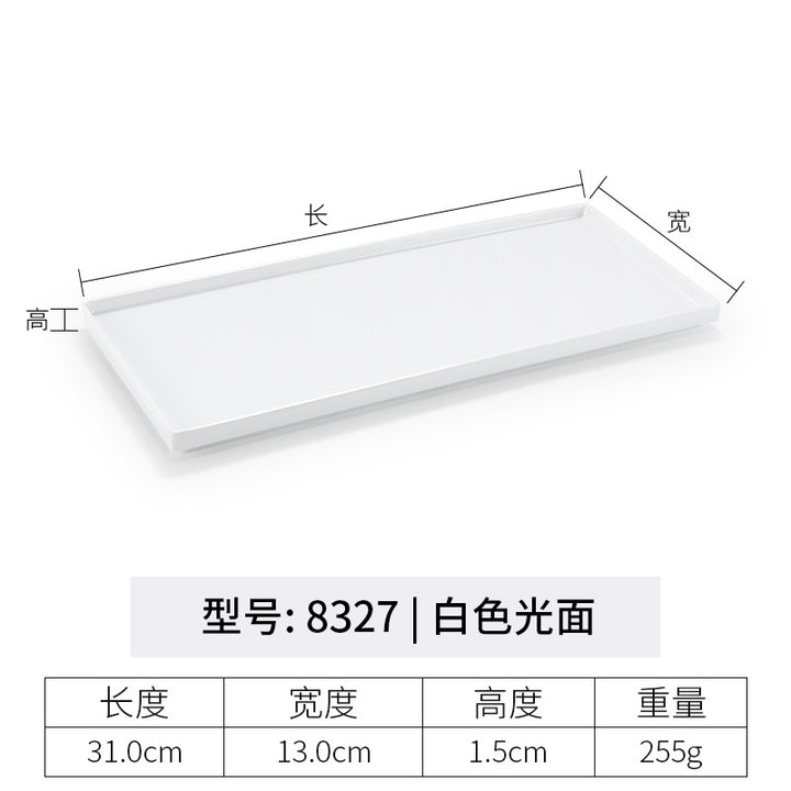 密胺托盘仿木纹餐饮餐具商用塑料端茶盘长方形食品级餐具套装特大