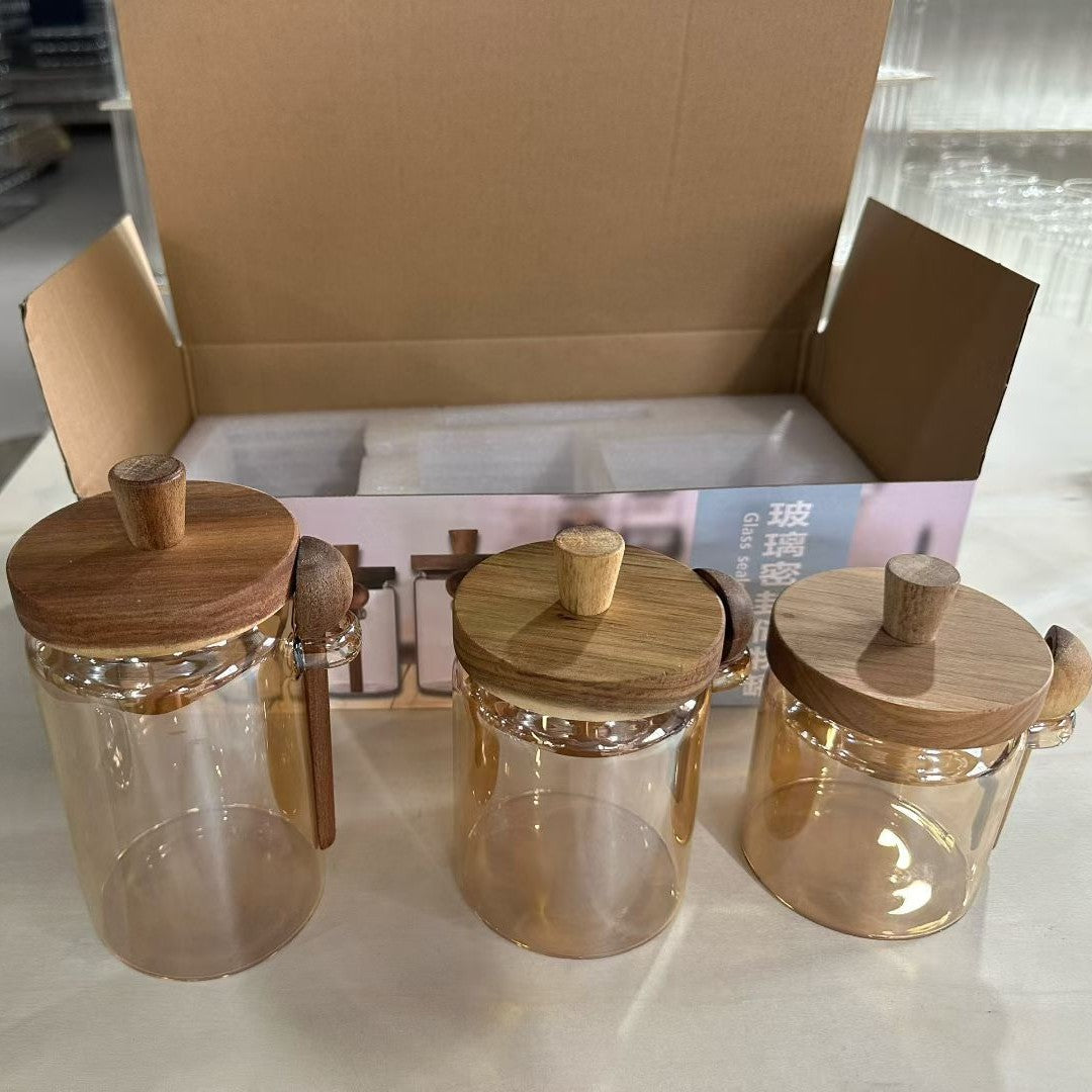 相思木茶叶罐储物罐厨房食品杂粮咖啡豆茶叶密封罐透明储藏收纳罐