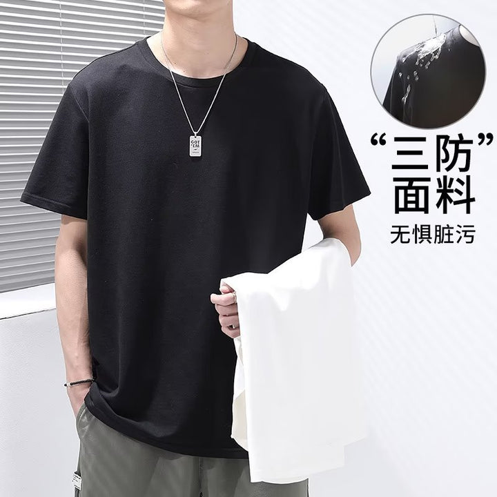 上衣百搭夏季短袖港风五分袖学生宽松潮流恤新款男装潮流白色