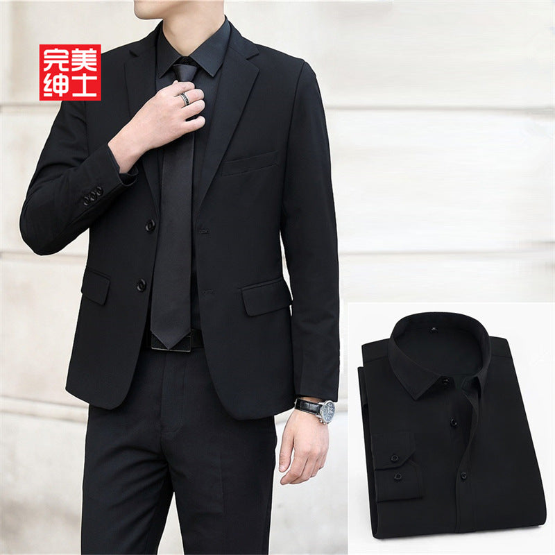 春秋季青年商务西服套装男士西装西裤三件套婚庆礼服新郎伴郎团体