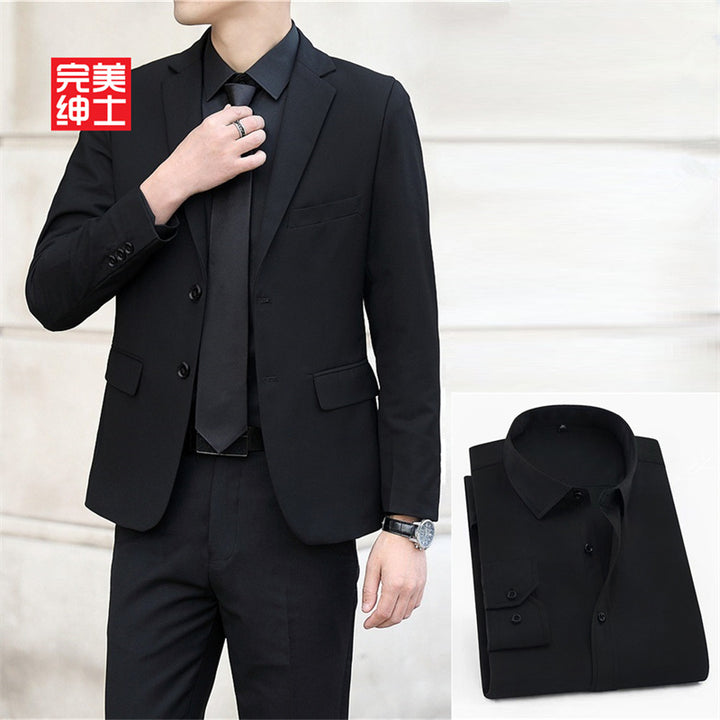 春秋季青年商务西服套装男士西装西裤三件套婚庆礼服新郎伴郎团体