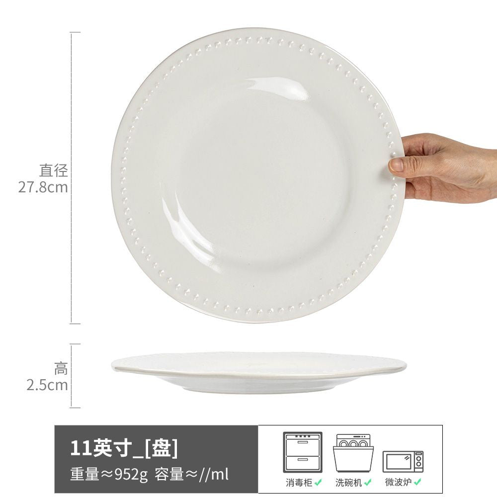 高颜值牛排盘陶瓷菜盘浅盘家用西餐盘圆形餐盘大盘子创意托盘批发