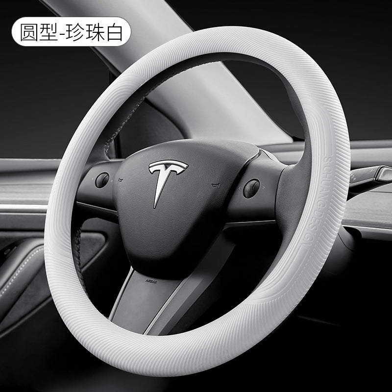 Car Steering Wheel Cover Silicone Thin Non Slip Grip Cover All Season Universal