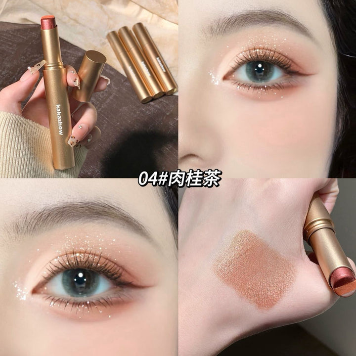 彩妆kakashow灵动明眸三色渐变眼影棒亮晶晶爆闪懒人一抹成型眼影