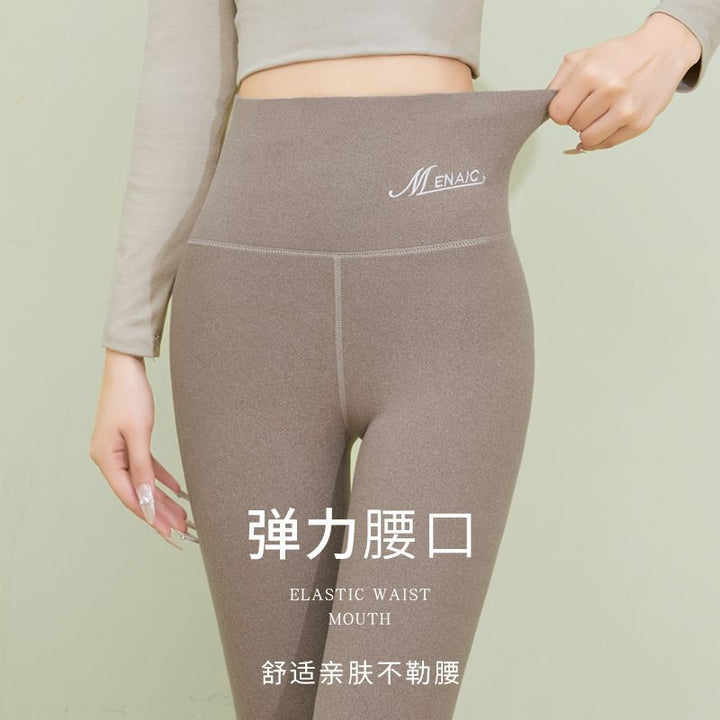 双面德绒秋裤高腰无痕秋冬季高弹防寒紧身保暖发热加绒打底裤外穿