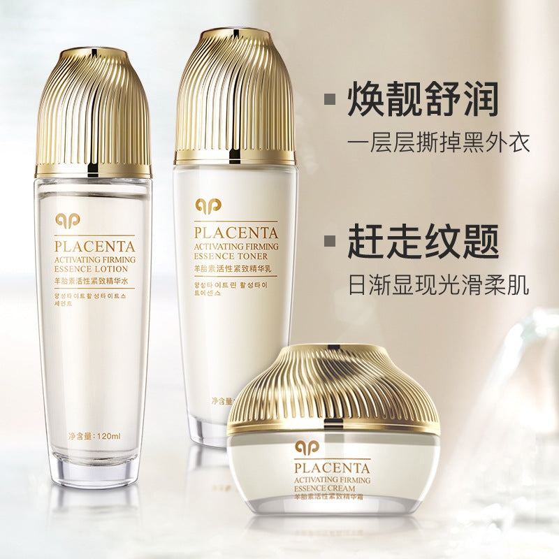 Placenta Extract Toner & Lotion Set 3-Piece Set Cosmetics Hydrating Nourishing Firming Face Cream Lotion