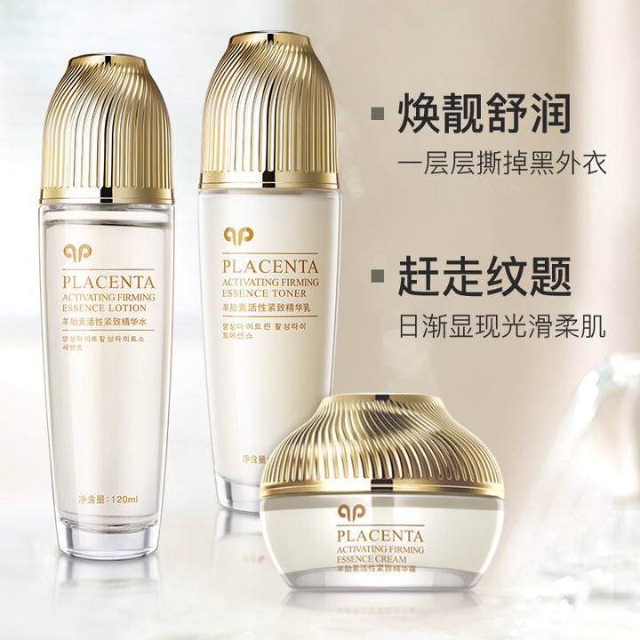 Placenta Extract Toner & Lotion Set 3-Piece Set Cosmetics Hydrating Nourishing Firming Face Cream Lotion