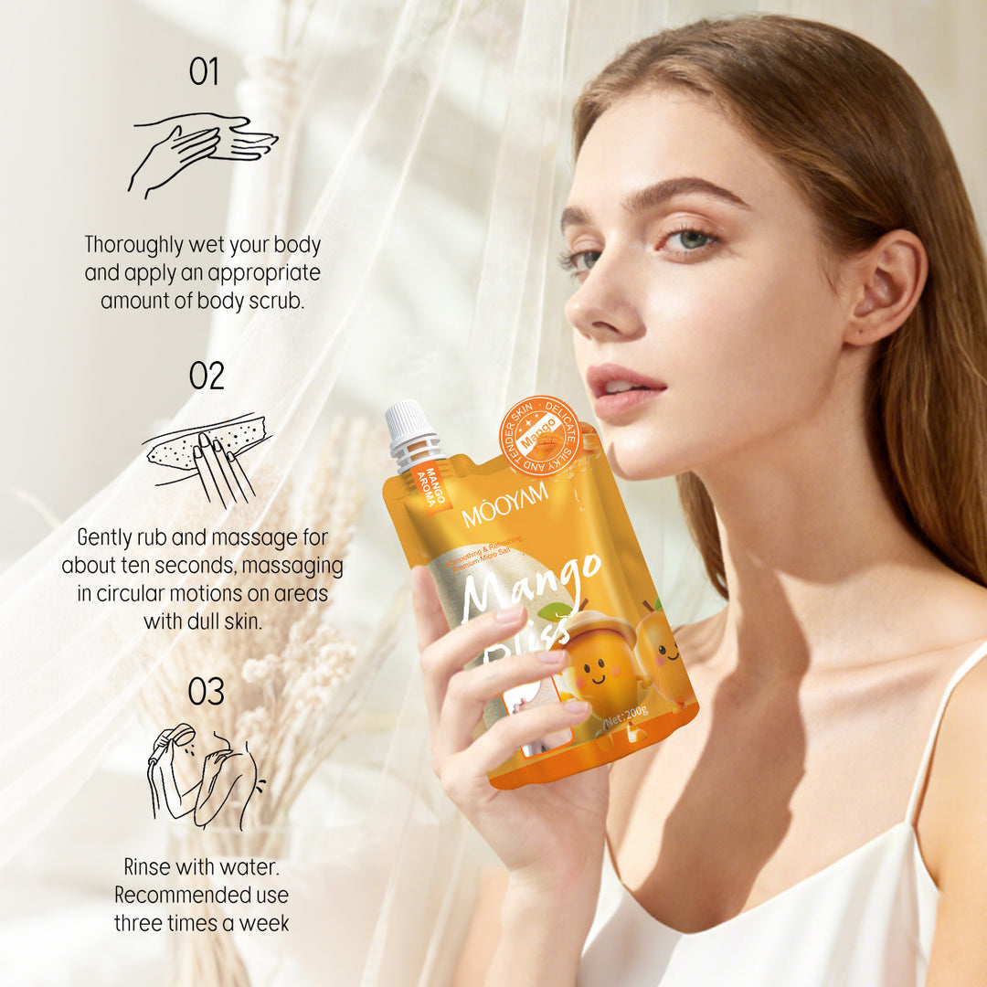 外贸全英文Mango Bath Salt Scrub去角质光滑肌肤芒果浴盐磨砂膏