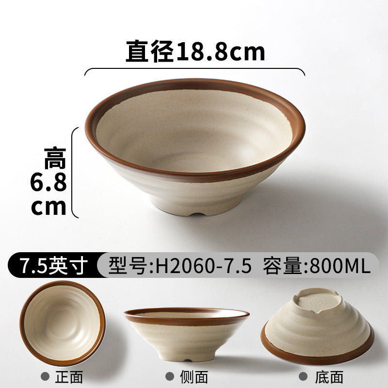 祥源美密胺创意复古餐具商用餐厅饭店火锅店盘子菜盘仿瓷塑料面碗