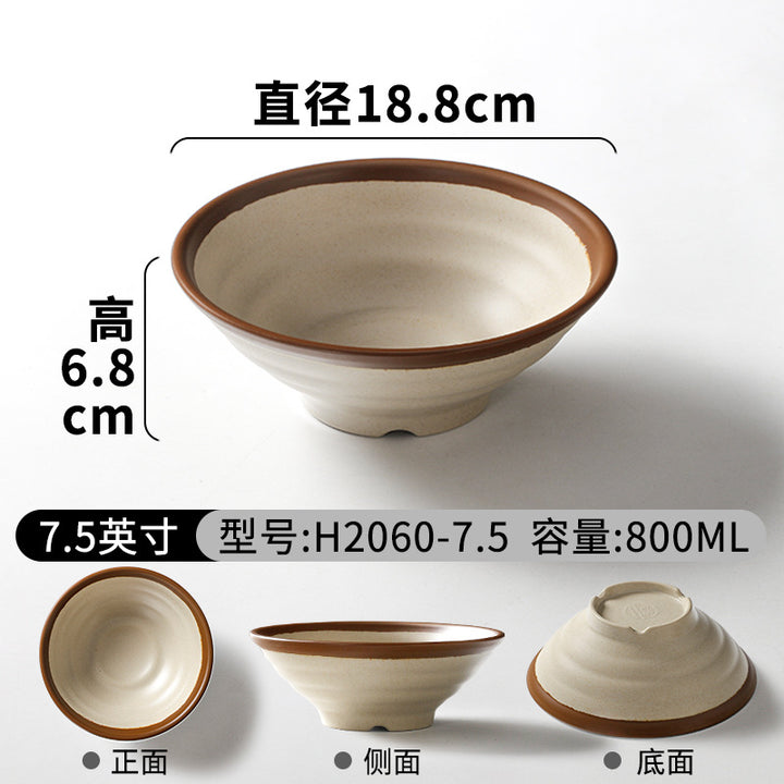 祥源美密胺创意复古餐具商用餐厅饭店火锅店盘子菜盘仿瓷塑料面碗