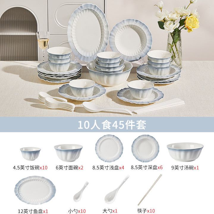 釉下彩陶瓷碗盘套装家用餐具2026新款整套乔迁新居高颜值碗筷碗具