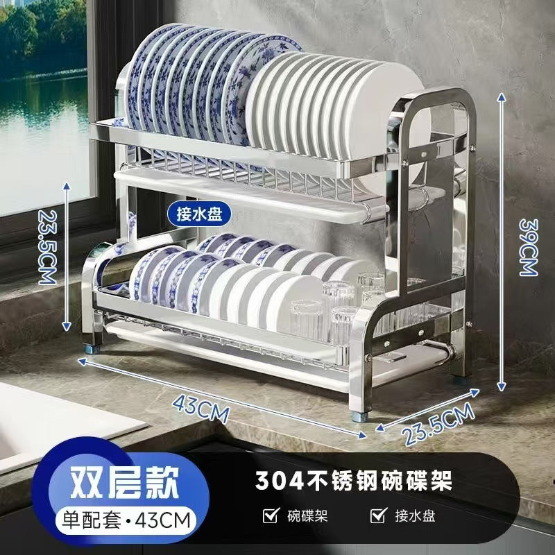 【精选联盟】不锈钢碗架厨房置物架碗碟沥水架碗盘超窄置物架