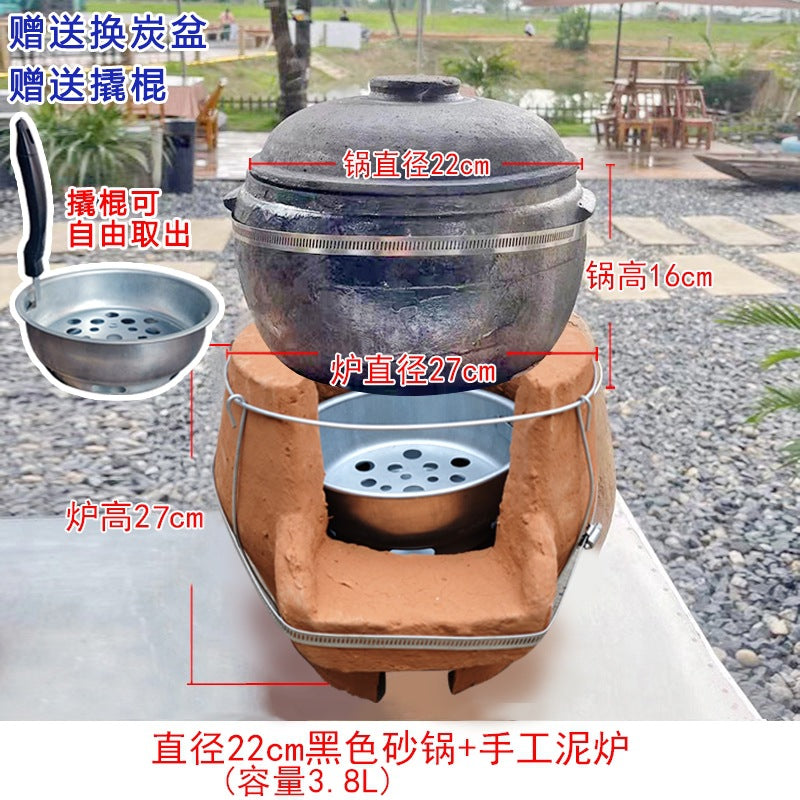 手工泥炉柴火炉小土灶农家乐土菜馆农场小院土灶家用土砂锅炖鸡汤