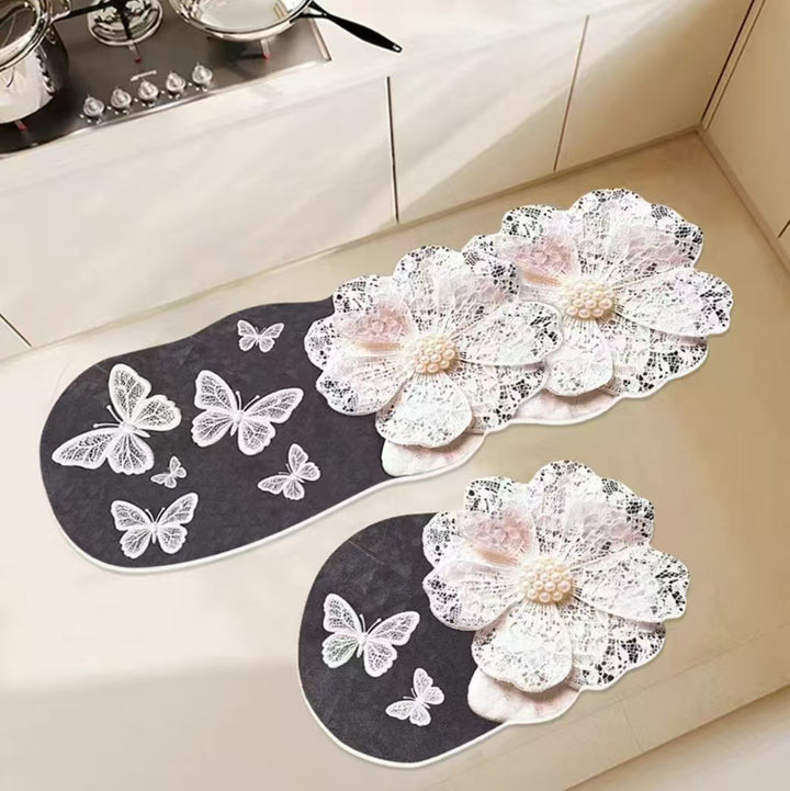 3 d Elegant Living Room Kitchen Entryway Bedroom Floor Mat Stain Resistant Foot Mat