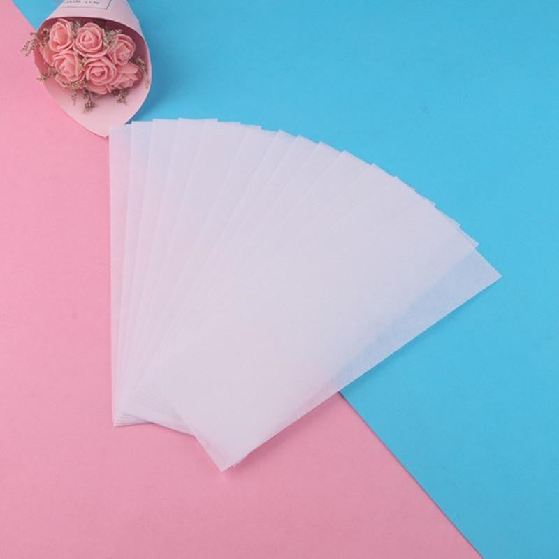 100pc Non-Woven Wax Strips – Disposable Hair Removal Wax Paper for Beauty Salon & Home