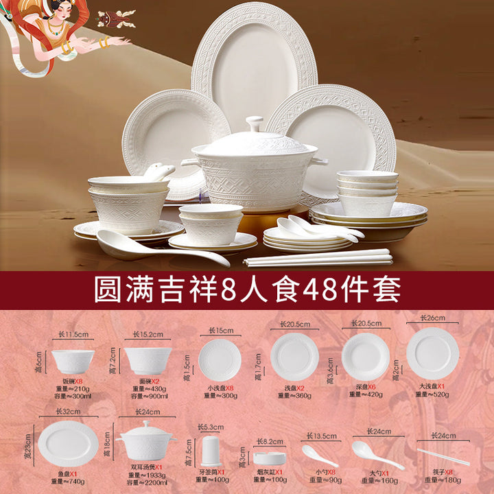 Ceramic Tableware Bowl & Plate Set Bowl & Plate Chopsticks Underglaze Home Housewarming Gift