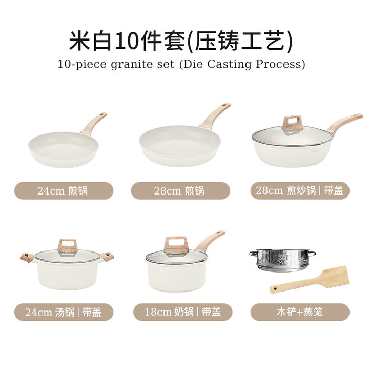 跨境花岗岩锅具套装厨房用品全套麦饭石不粘锅煎炒锅cooking pot
