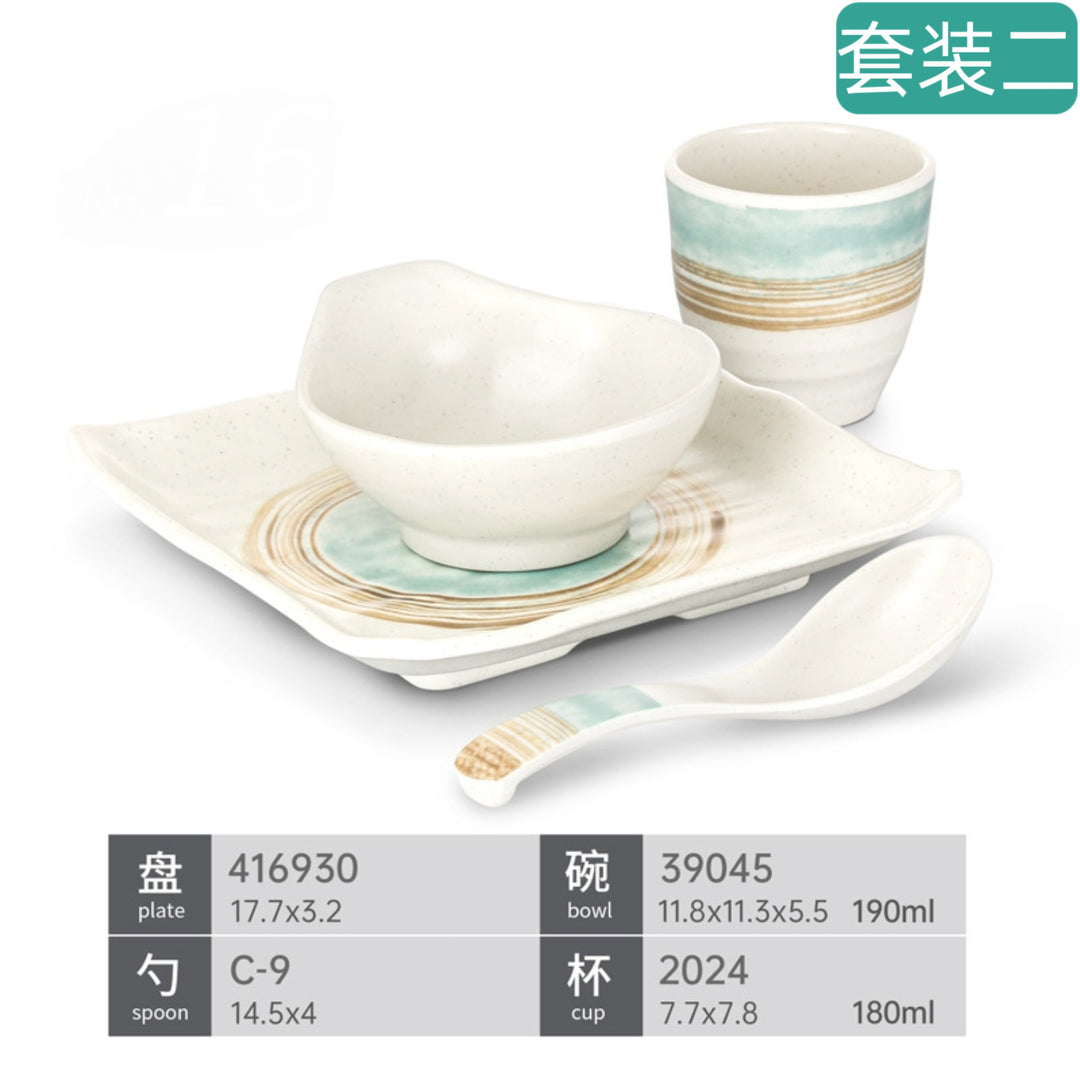 密胺火锅配菜盘牛肉盘仿瓷寿司盘韩式烤肉菜盘宫廷风酒店碗碟套装