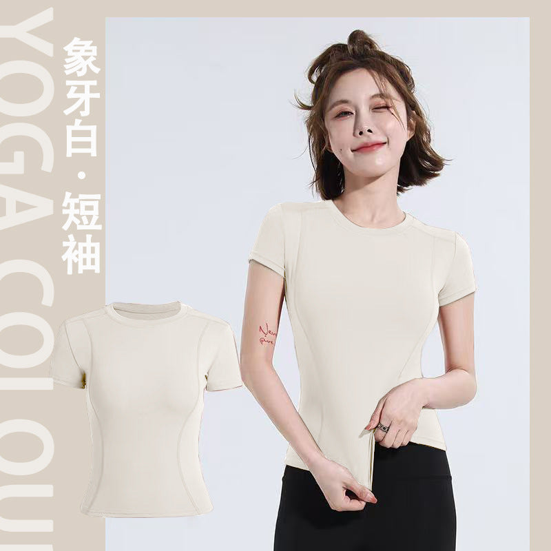 Spring Summer Slim Fit Sports Short Sleeve T Shirt Top Women Fitness Short Sleeve Moisture Wicking
