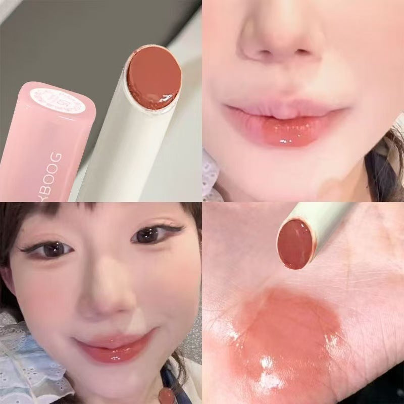 早八裸色口红纯欲灰粉玫瑰唇冻镜面水光固体唇膏滋润唇蜜女不掉色