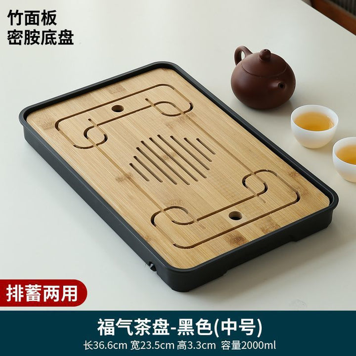 家用简约功夫茶具茶盘套装长方形储水日式密胺竹制小茶台沥水托盘