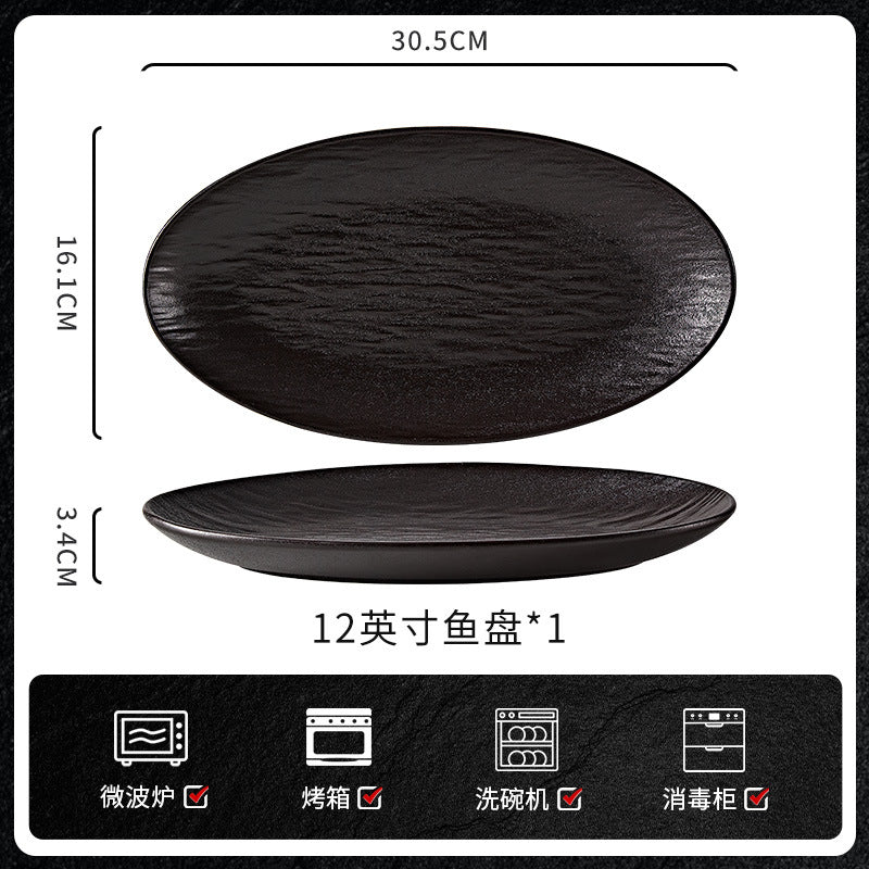 创意黑白陶瓷碗家用高级感餐厅酒店批发陶瓷餐具米饭碗碗碟套装