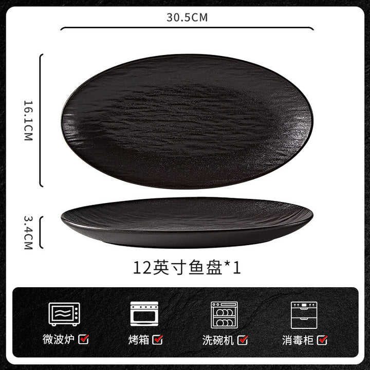 创意黑白陶瓷碗家用高级感餐厅酒店批发陶瓷餐具米饭碗碗碟套装