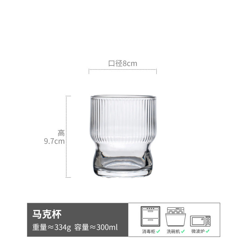 创意轻奢北欧风玻璃杯透明威士忌杯冰咖啡杯高颜值家用水杯网红款