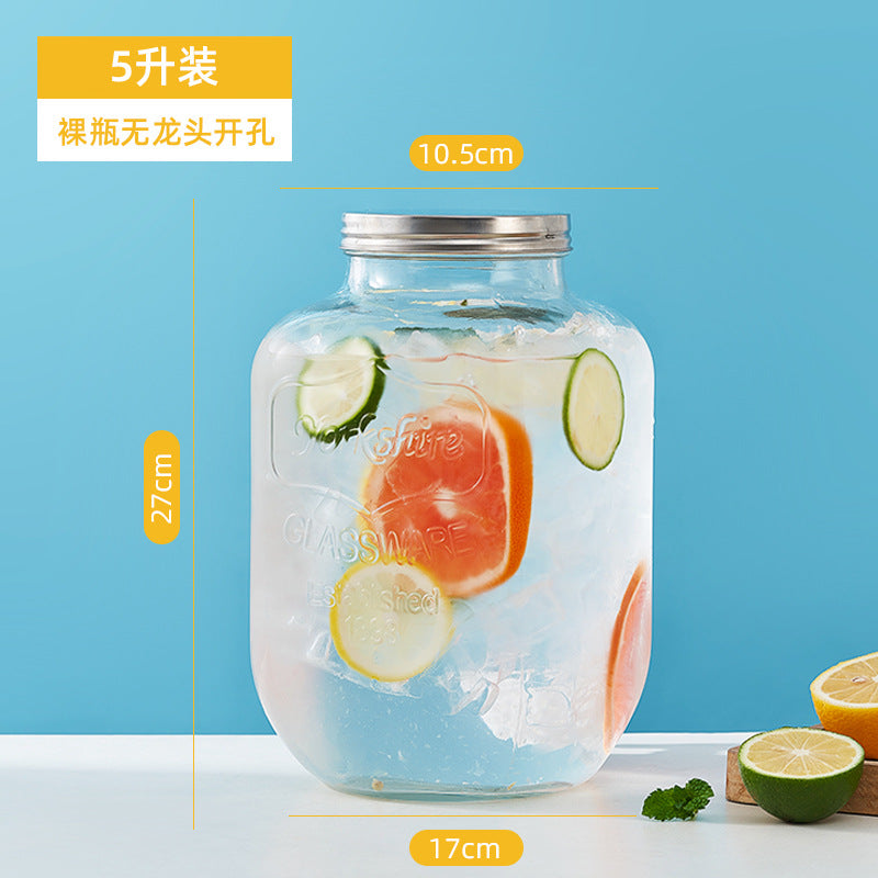 网红可乐酒炮 玻璃果汁鼎果汁罐 大容量饮料桶梅森罐酿酒瓶酵素桶